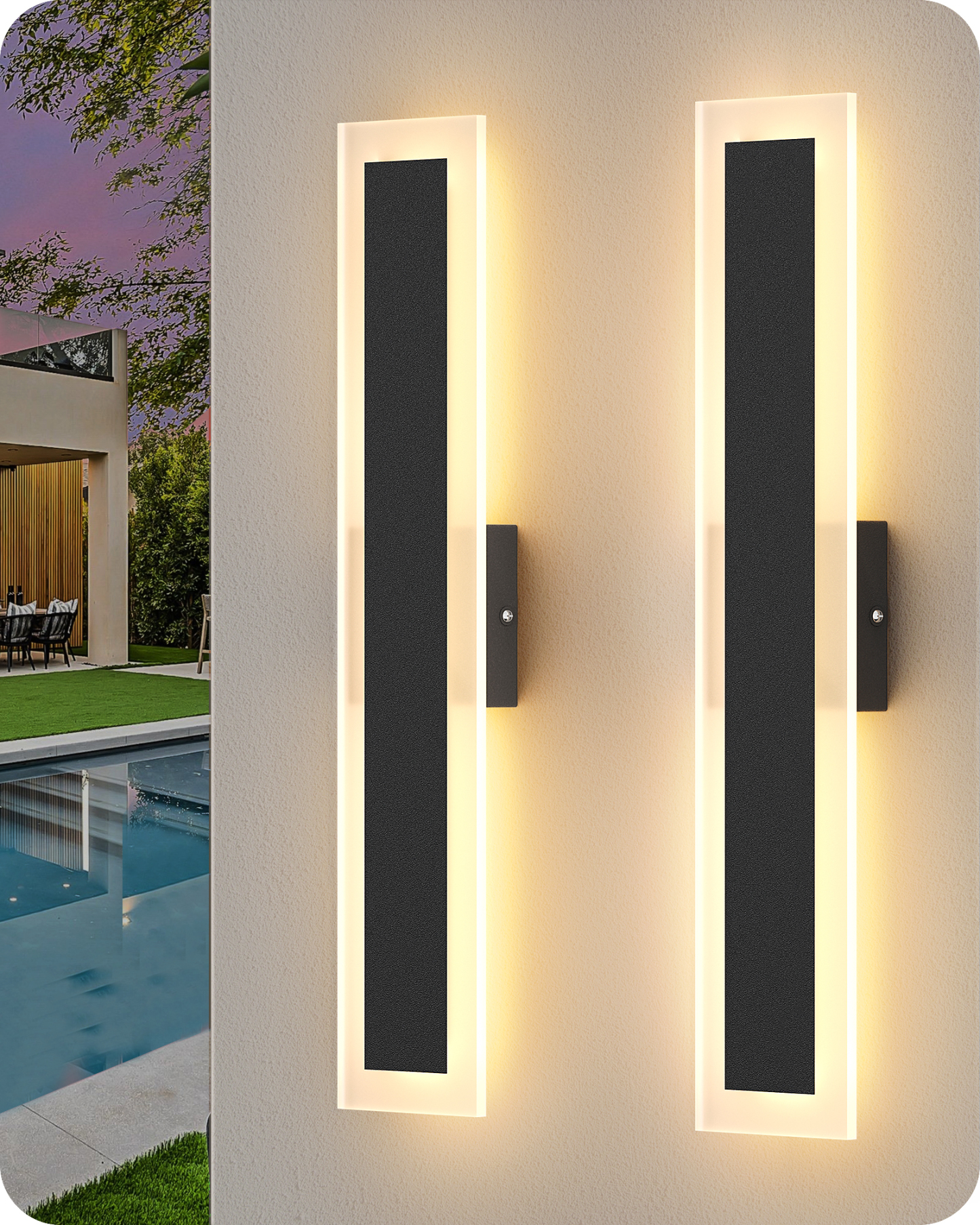 EDISHINE 2 Pack 23.6" LED Outdoor Wall Lights Dimmable-HOWL22N