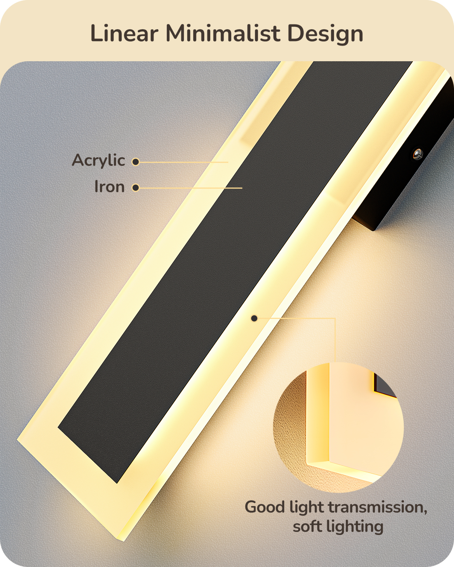 EDISHINE 2 Pack 23.6" LED Outdoor Wall Lights Dimmable-HOWL22N