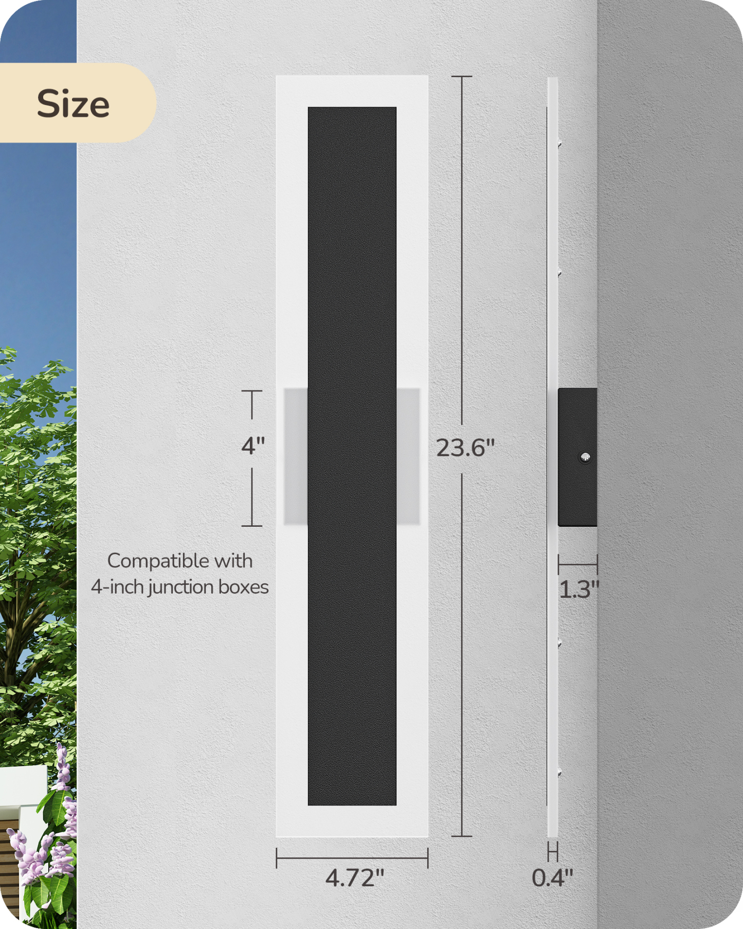 EDISHINE 2 Pack 23.6" LED Outdoor Wall Lights Dimmable-HOWL22N