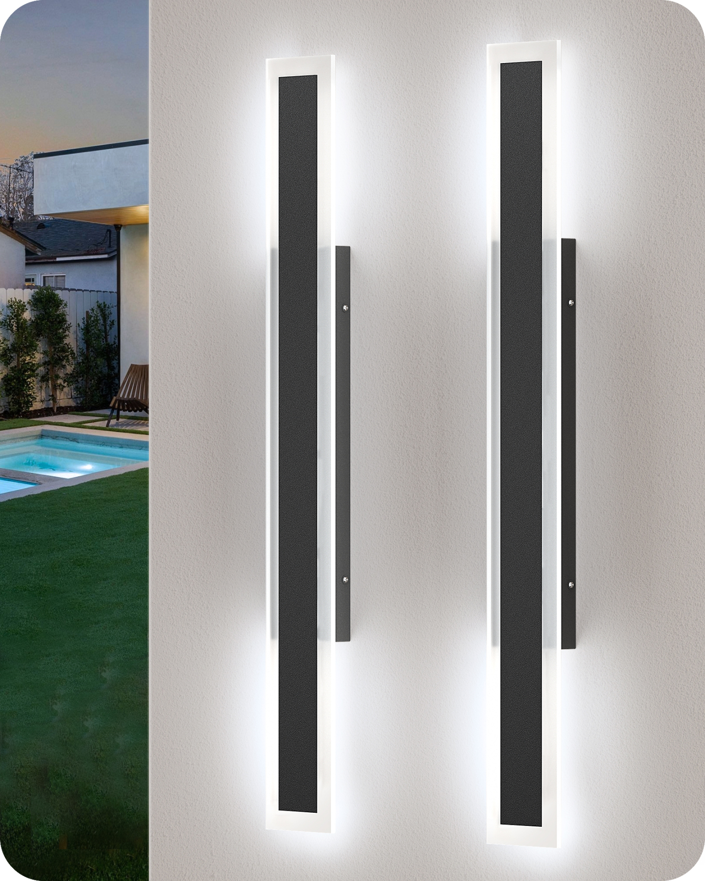 EDISHINE 2 Pack 39.4" LED Outdoor Wall Lights Dimmable-HOWL22P