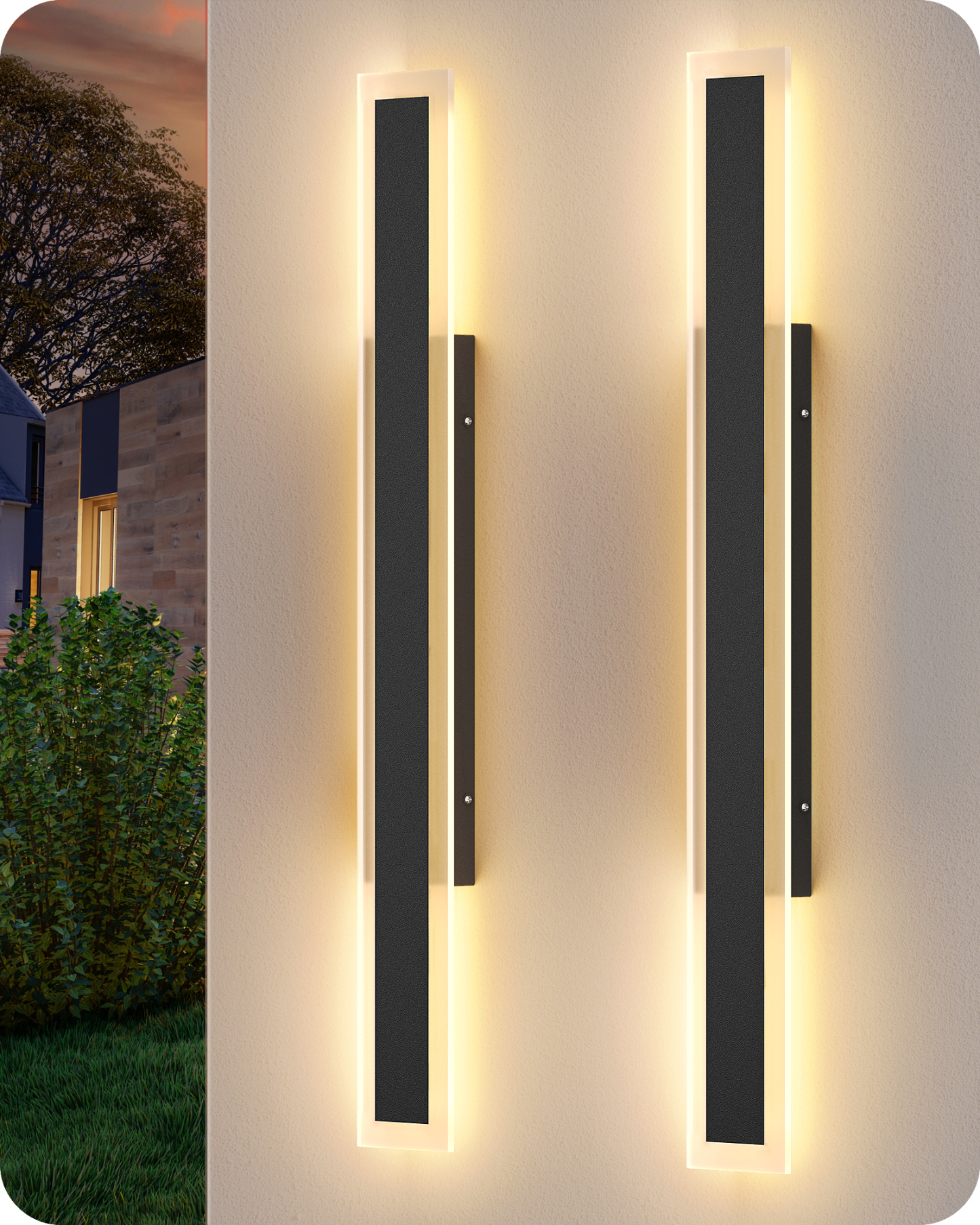 EDISHINE 2 Pack 39.4" LED Outdoor Wall Lights Dimmable-HOWL22P