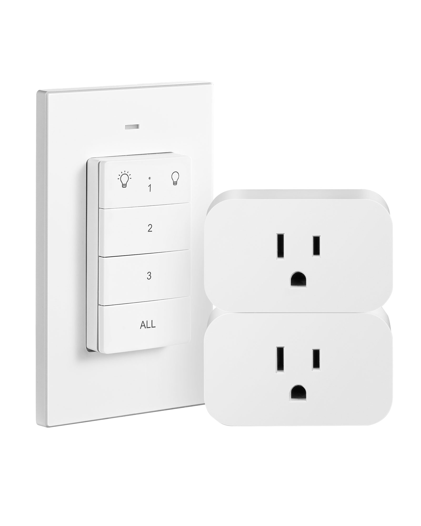 Remote Control Outlet, Wall Mounted Wireless Light Switch, 2 Independent Control Sockets Electrical Remote Outlet Switch, No Wiring,100ft Range-HRLS12L