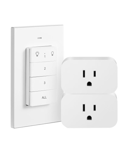 Remote Control Outlet, Wall Mounted Wireless Light Switch, 2 Independent Control Sockets Electrical Remote Outlet Switch, No Wiring,100ft Range-HRLS12L
