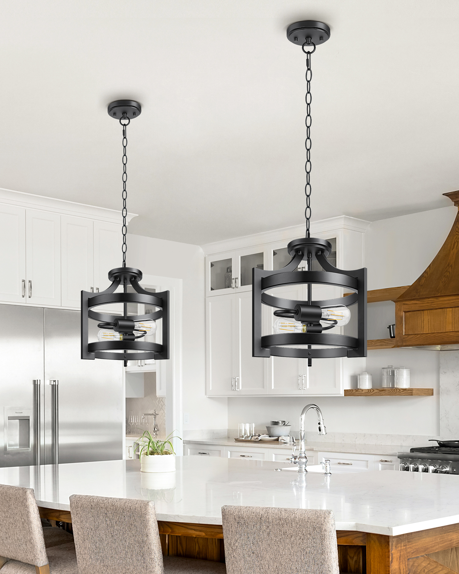 EDISHINE 2 Pack 13.5" 2-Light Flush Mount Ceiling Light-ZHSCL04C2