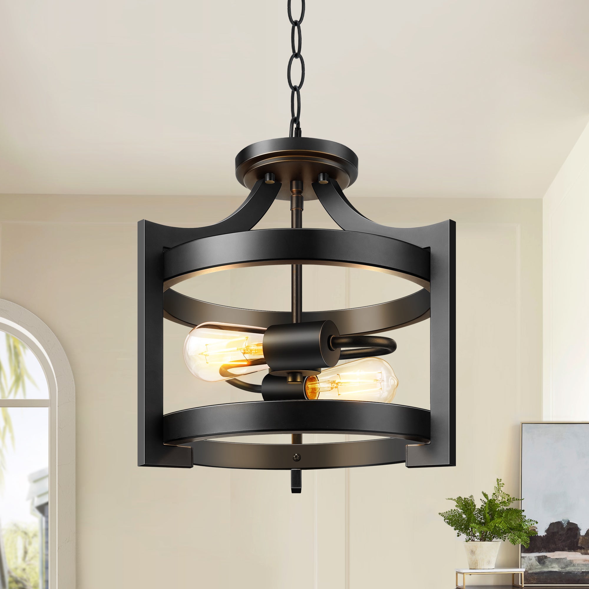 EDISHINE 13.5" 2-Light Flush Mount Ceiling Light-HSCL04C