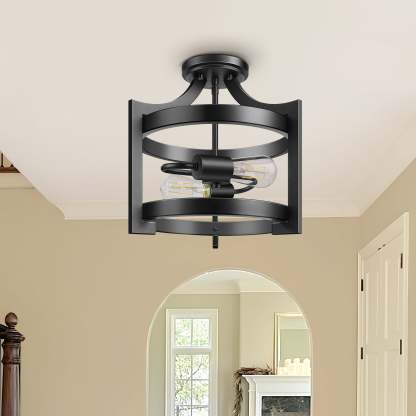 EDISHINE 13.5" 2-Light Flush Mount Ceiling Light-HSCL04C