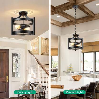 EDISHINE 13.5" 2-Light Flush Mount Ceiling Light-HSCL04C
