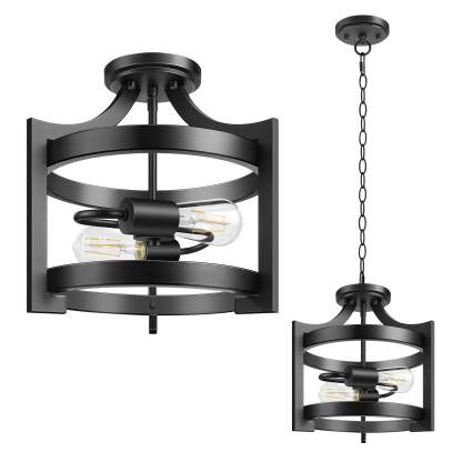 EDISHINE 13.5" 2-Light Flush Mount Ceiling Light-HSCL04C