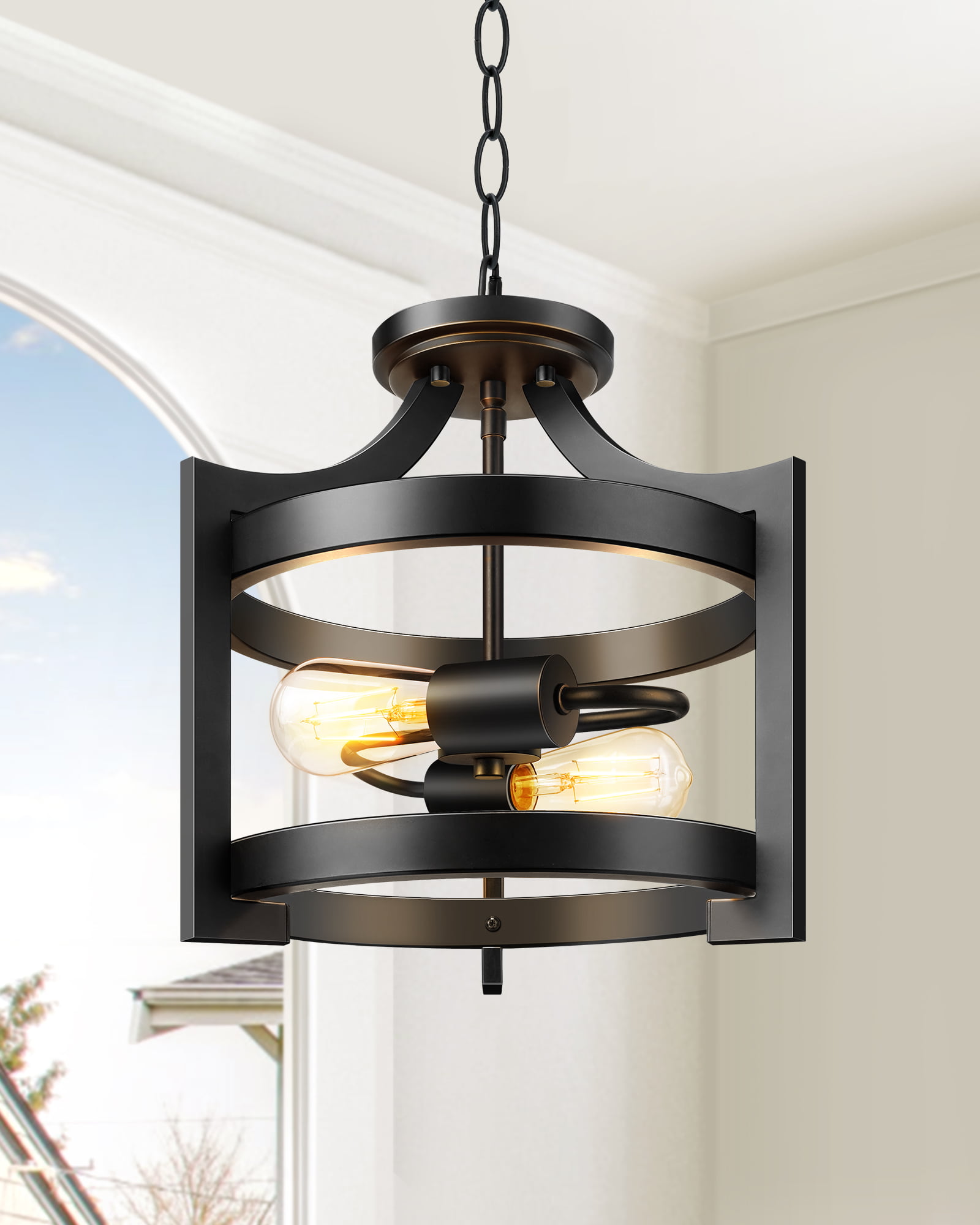 EDISHINE 13.5" 2-Light Flush Mount Ceiling Light-HSCL04C