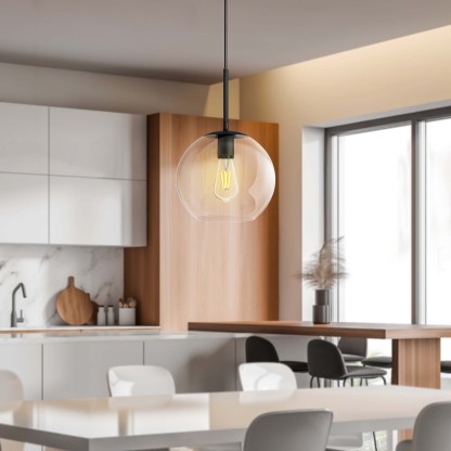 EDISHINE 1- Single Pendant Light With Clear Glass Shade-HWPL01C