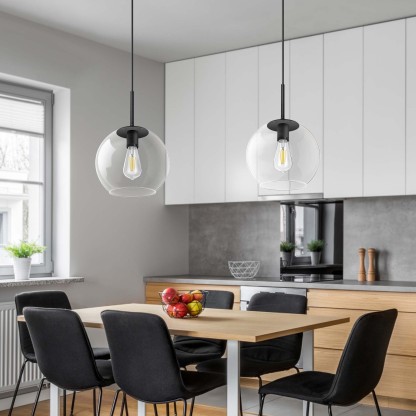EDISHINE 1- Single Pendant Light With Clear Glass Shade-HWPL01C