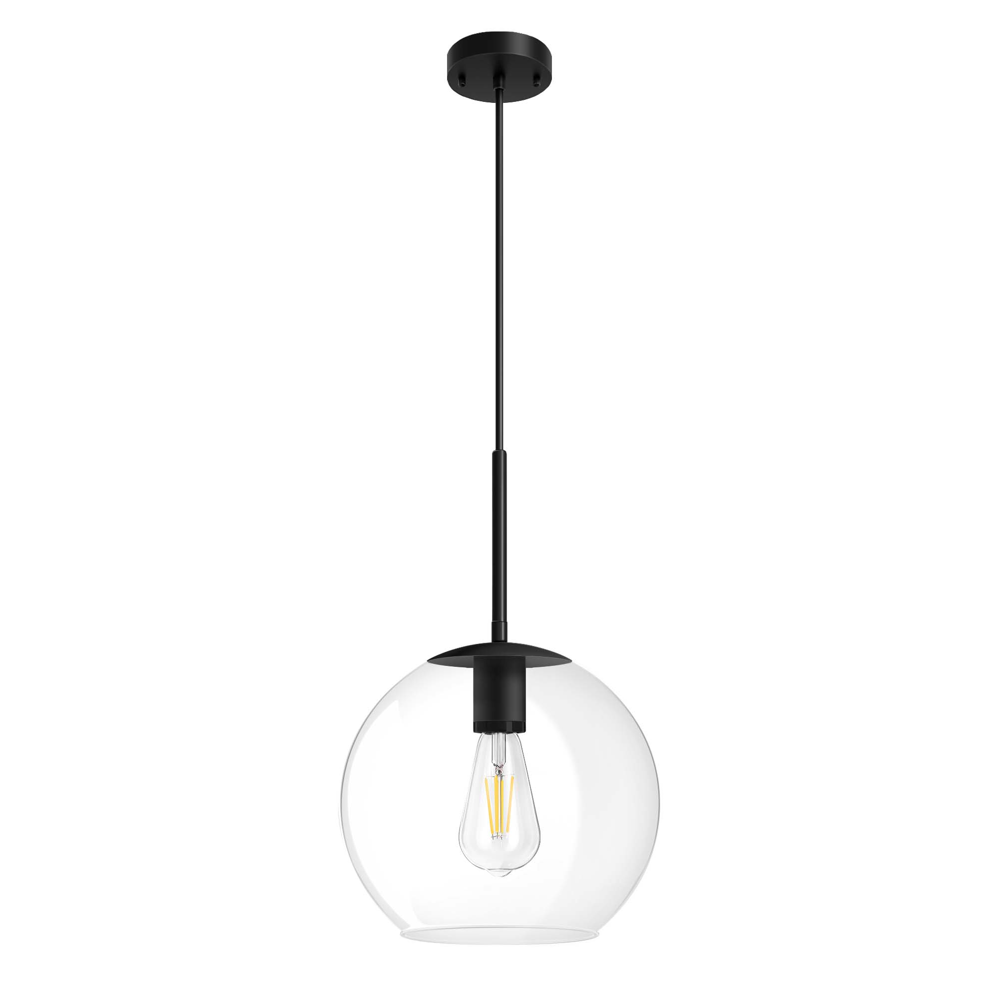 EDISHINE 1- Single Pendant Light With Clear Glass Shade-HWPL01C