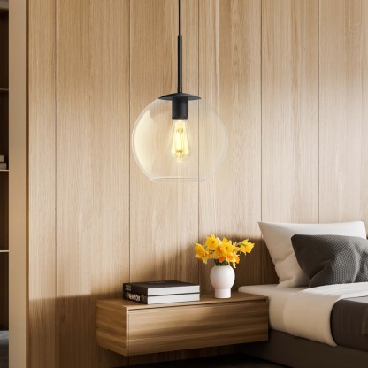 EDISHINE 1- Single Pendant Light With Clear Glass Shade-HWPL01C
