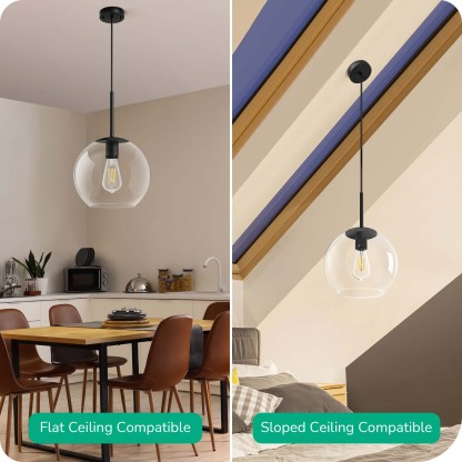 EDISHINE 1- Single Pendant Light With Clear Glass Shade-HWPL01C