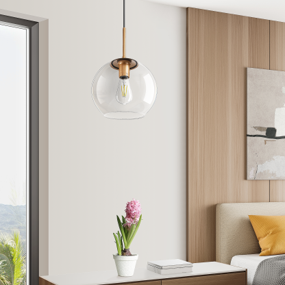 EDISHINE 1- Single Pendant Light With Green Shade-HWPL01D