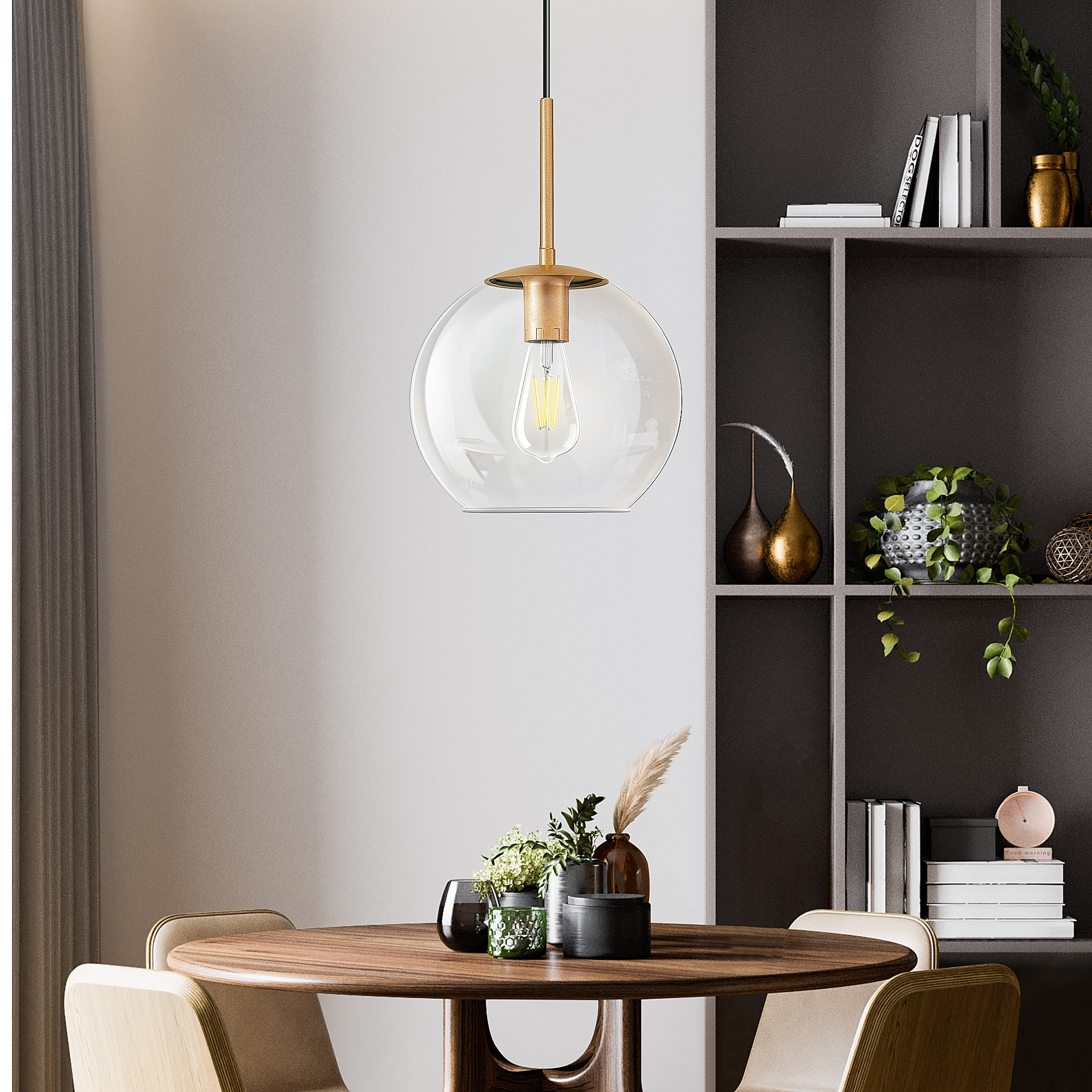 EDISHINE 1- Single Pendant Light With Green Shade-HWPL01D