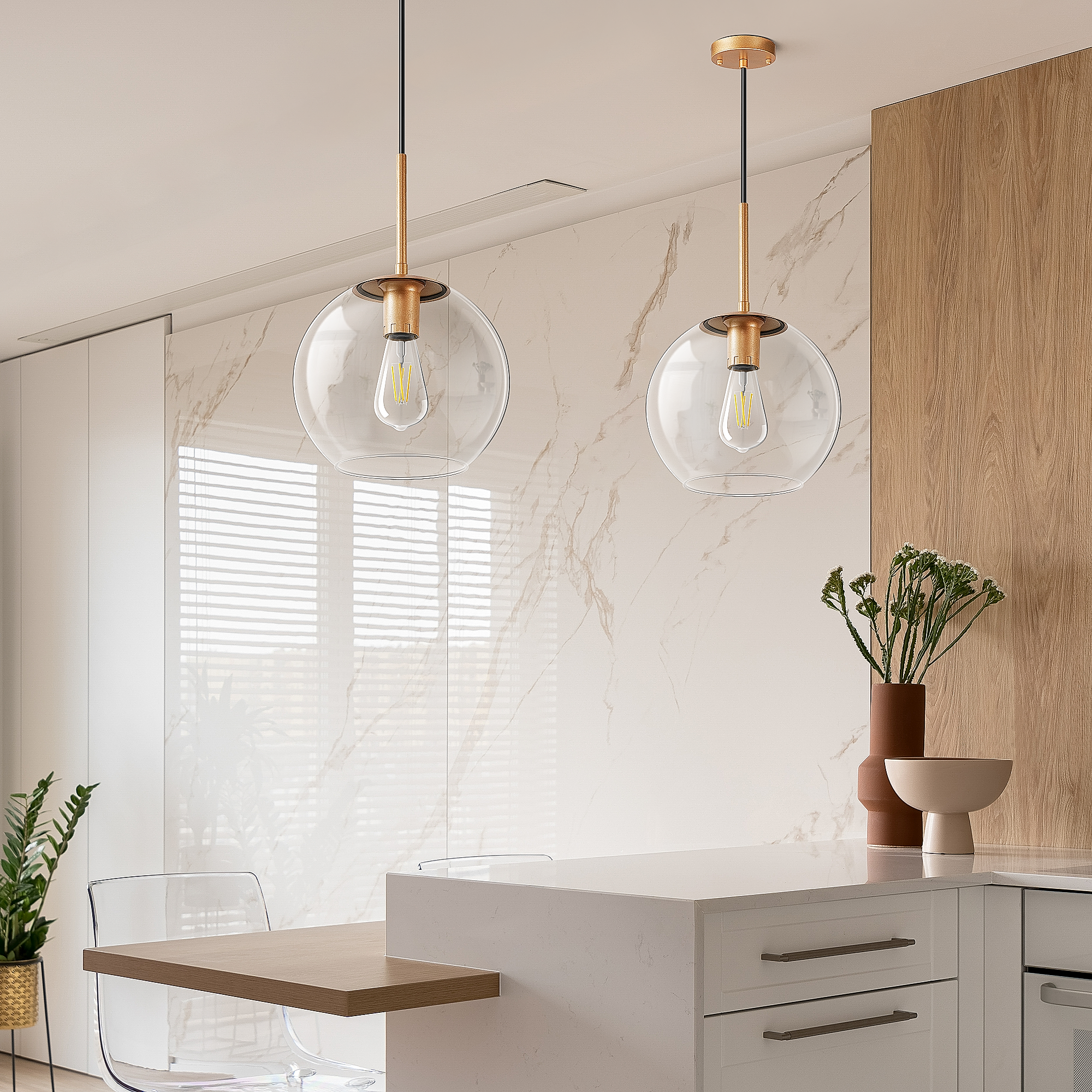 EDISHINE 1- Single Pendant Light With Green Shade-HWPL01D