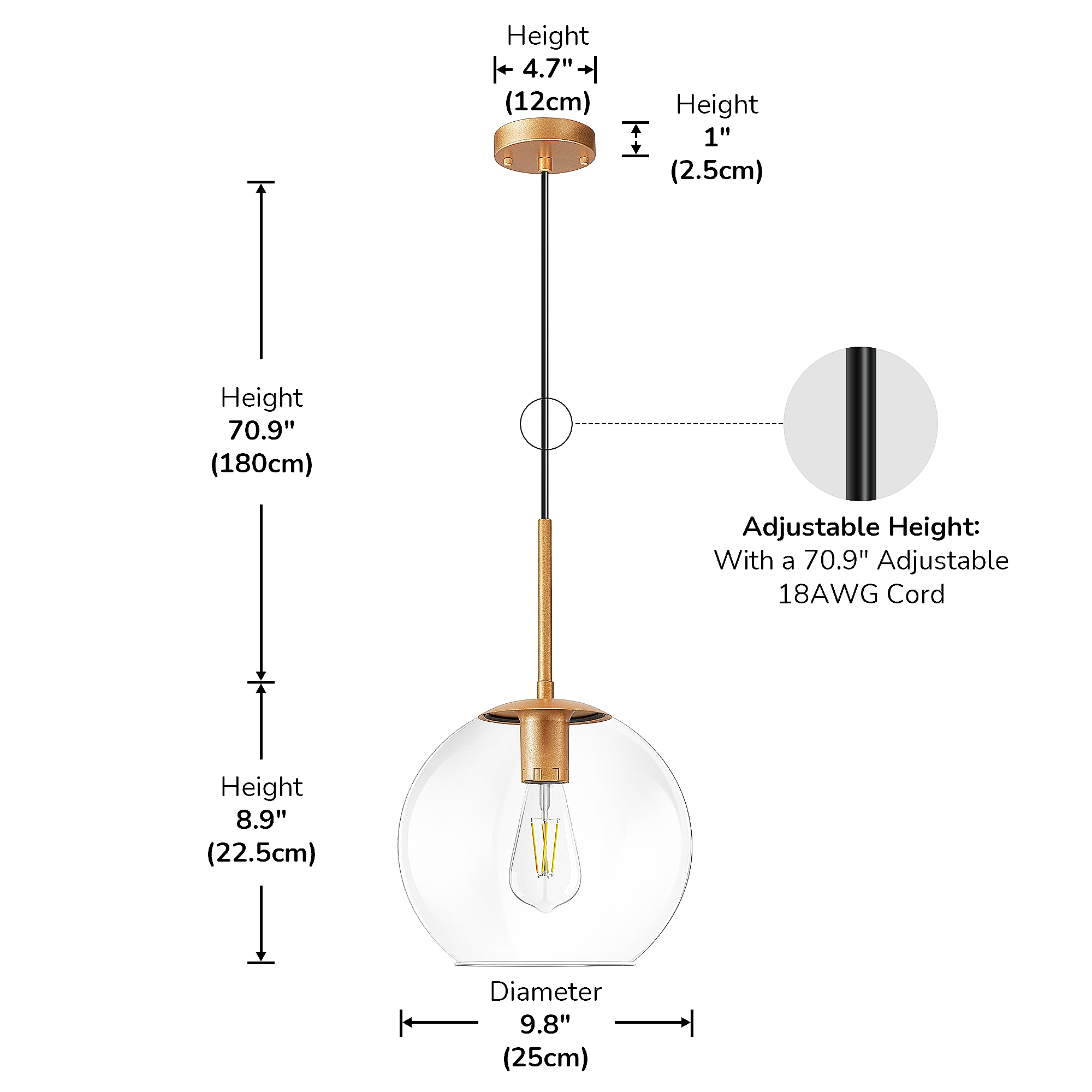 EDISHINE 1- Single Pendant Light With Green Shade-HWPL01D