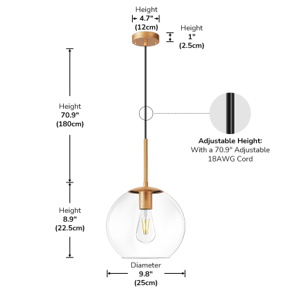 EDISHINE 1- Single Pendant Light With Green Shade-HWPL01D