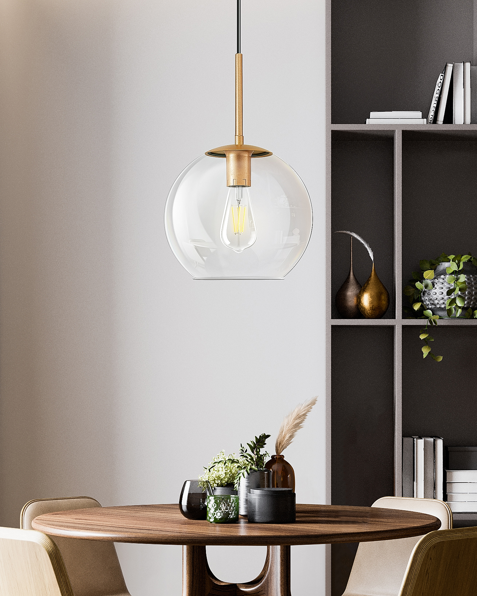 EDISHINE 1- Single Pendant Light With Green Shade-HWPL01D