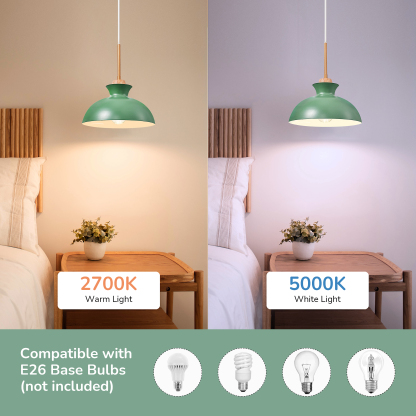 EDISHINE 1- Single Pendant Light With Green Shade-HWPL03B