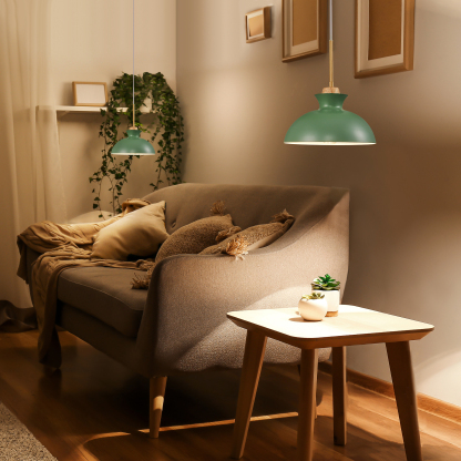 EDISHINE 1- Single Pendant Light With Green Shade-HWPL03B