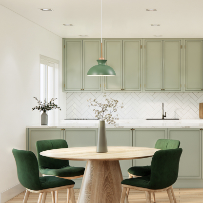 EDISHINE 1- Single Pendant Light With Green Shade-HWPL03B