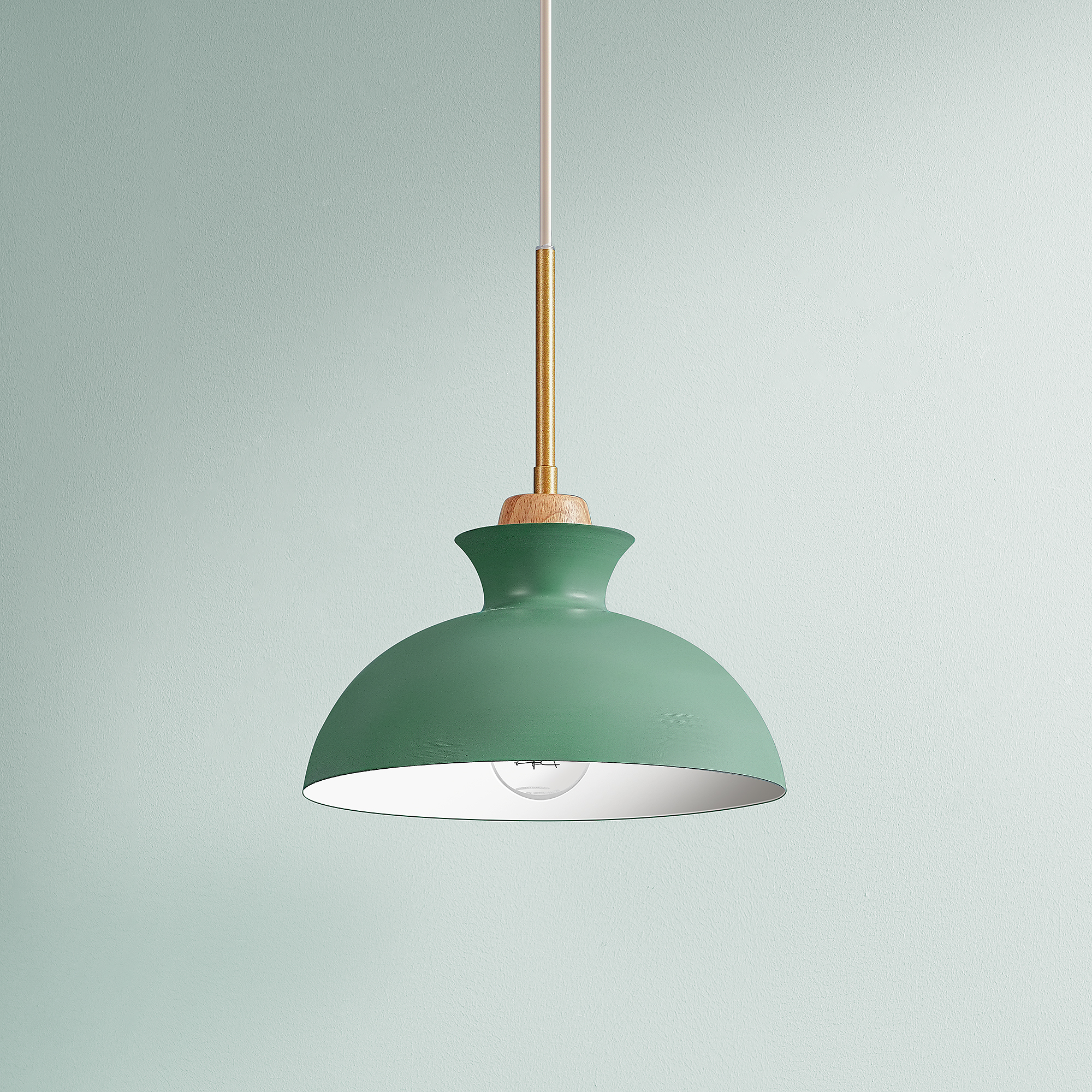 EDISHINE 1- Single Pendant Light With Green Shade-HWPL03B