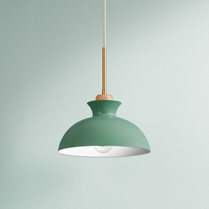 EDISHINE 1- Single Pendant Light With Green Shade-HWPL03B