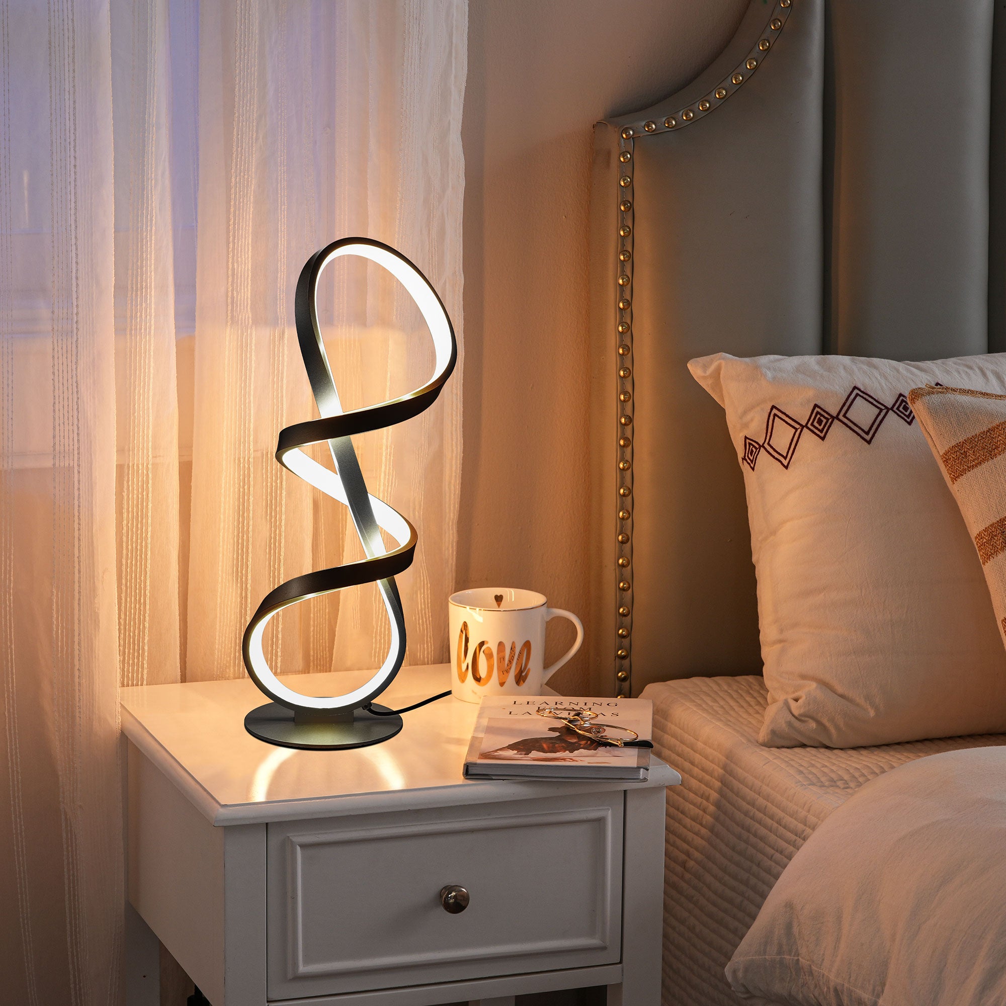 EDISHINE LED Table Lamp,Touch Control,3 Color Temperature,Stepless Dimming,Max 475LM-HWTL02X
