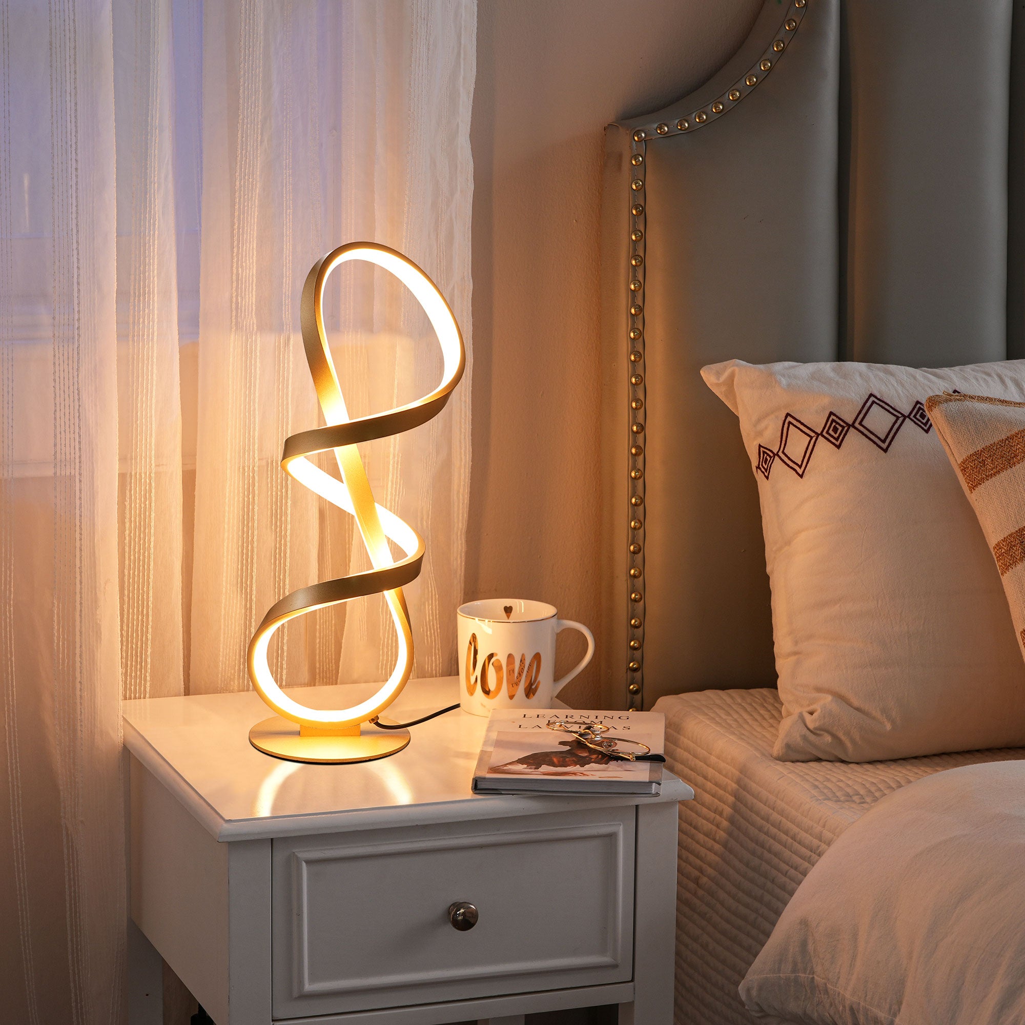 EDISHINE LED Table Lamp,Touch Control,3 Color Temperature,Stepless Dimming,Max 475LM-HWTL02W