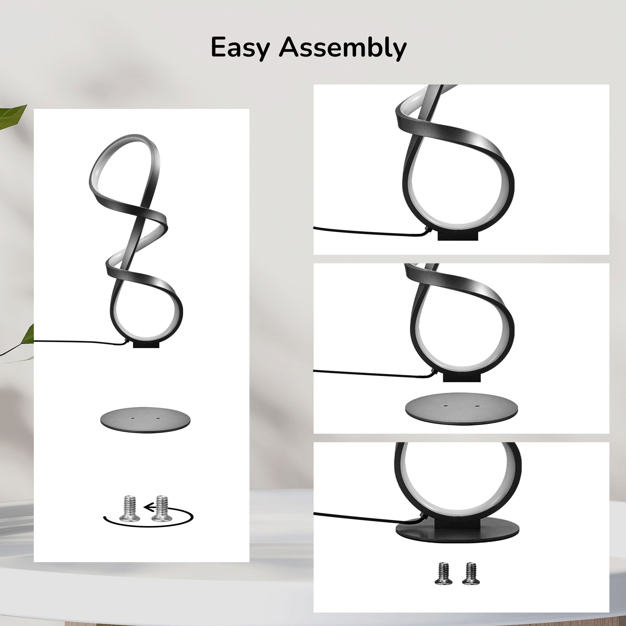 EDISHINE LED Table Lamp,Touch Control,3 Color Temperature,Stepless Dimming,Max 475LM-HWTL02X