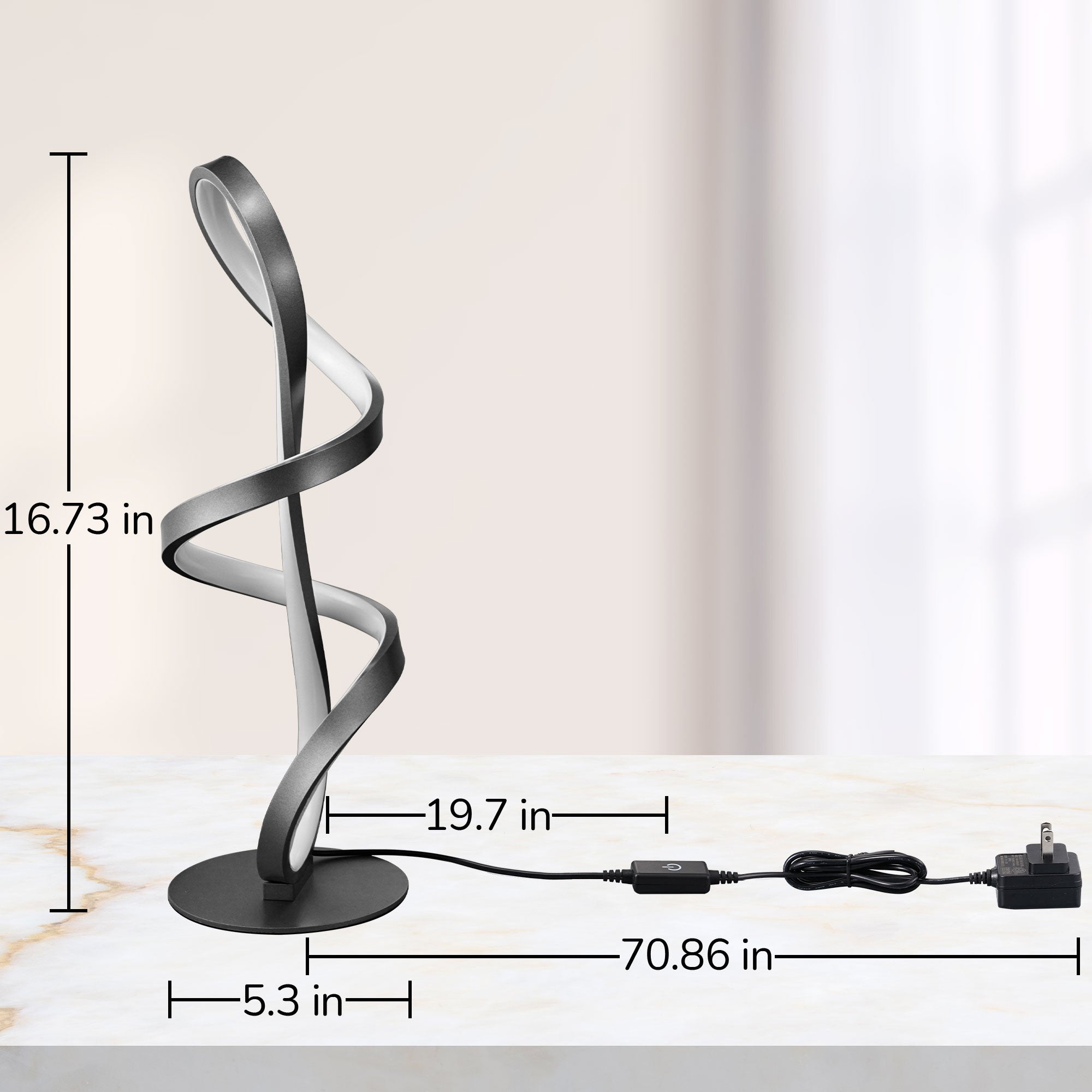 EDISHINE LED Table Lamp,Touch Control,3 Color Temperature,Stepless Dimming,Max 475LM-HWTL02X