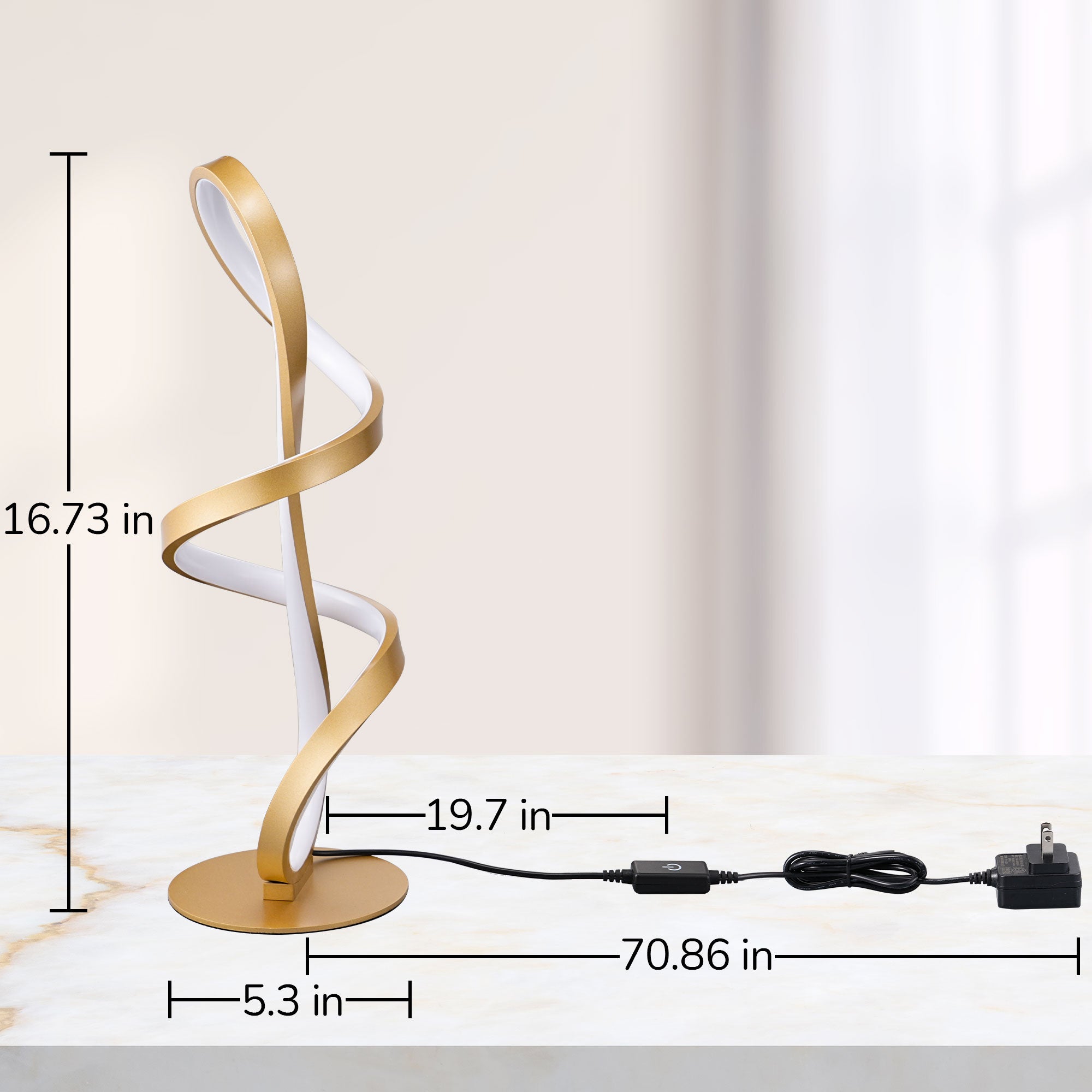 EDISHINE LED Table Lamp,Touch Control,3 Color Temperature,Stepless Dimming,Max 475LM-HWTL02W