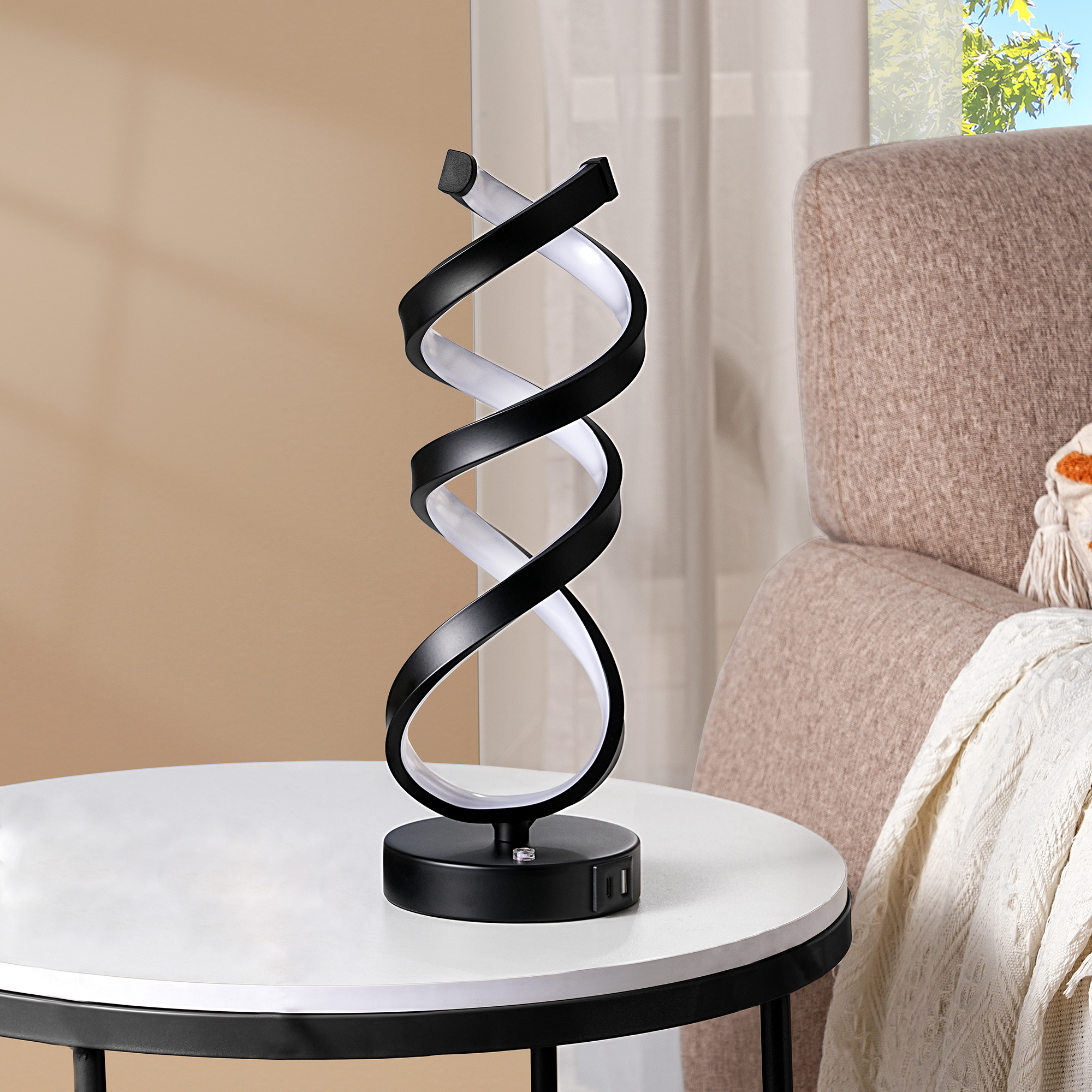 EDISHINE Novelty Touch Control Led Table Lamp With Usb Ports-HWTL02Y