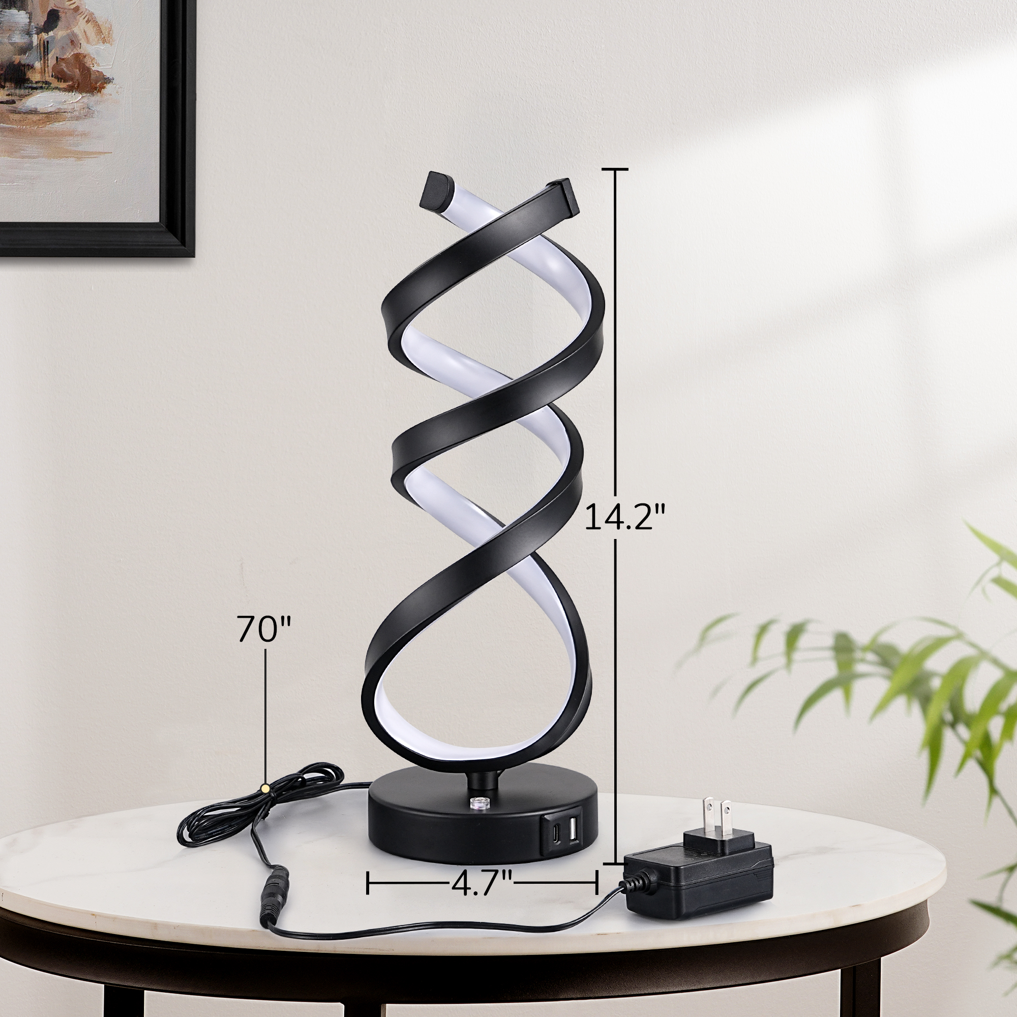 EDISHINE Novelty Touch Control Led Table Lamp With Usb Ports-HWTL02Y