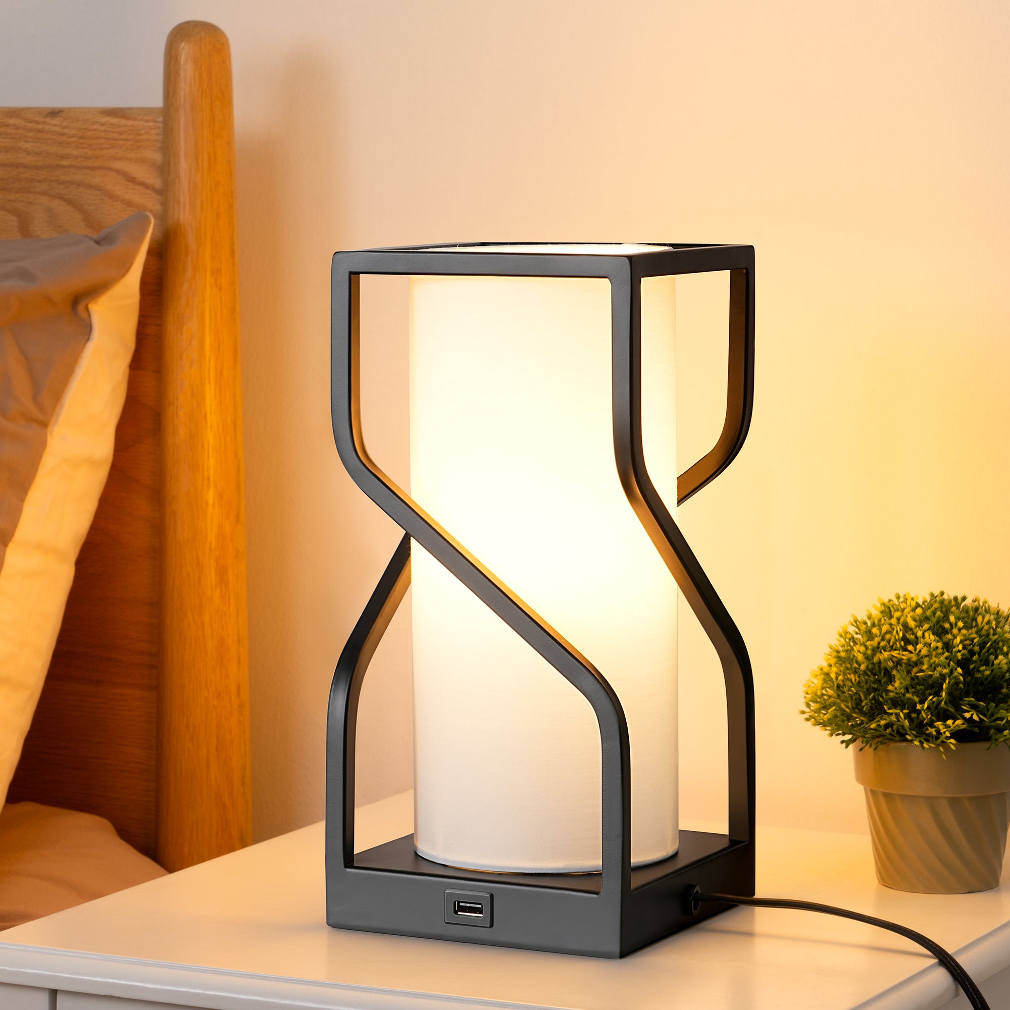 EDISHINE Metal USB Table Lamp, White-HWTL12A