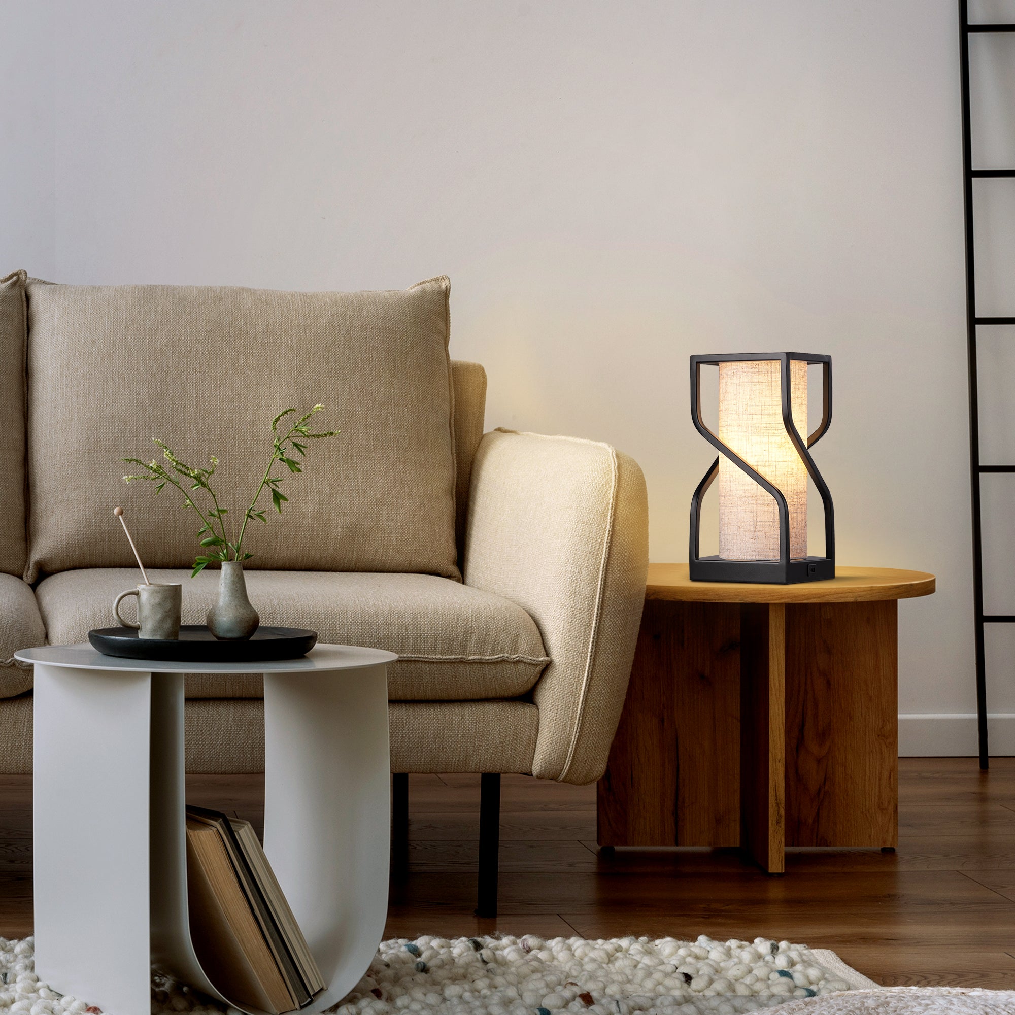 EDISHINE Metal USB Table Lamp, Beige-HWTL12B