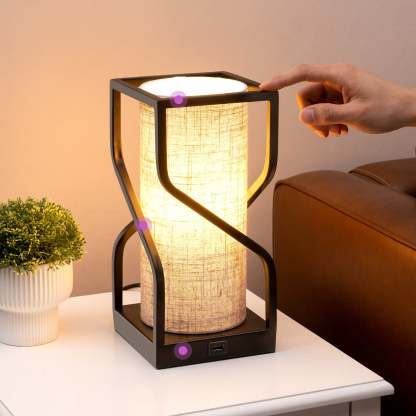 EDISHINE Metal USB Table Lamp, Beige-HWTL12B