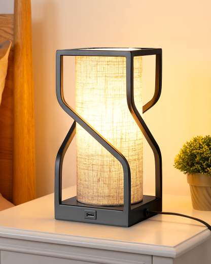 EDISHINE Metal USB Table Lamp, Beige-HWTL12B