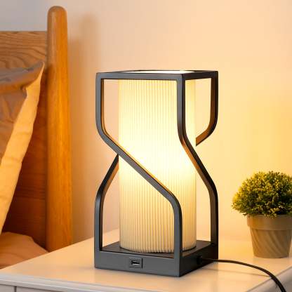 EDISHINE Metal USB Table Lamp, White Crease-HWTL12C