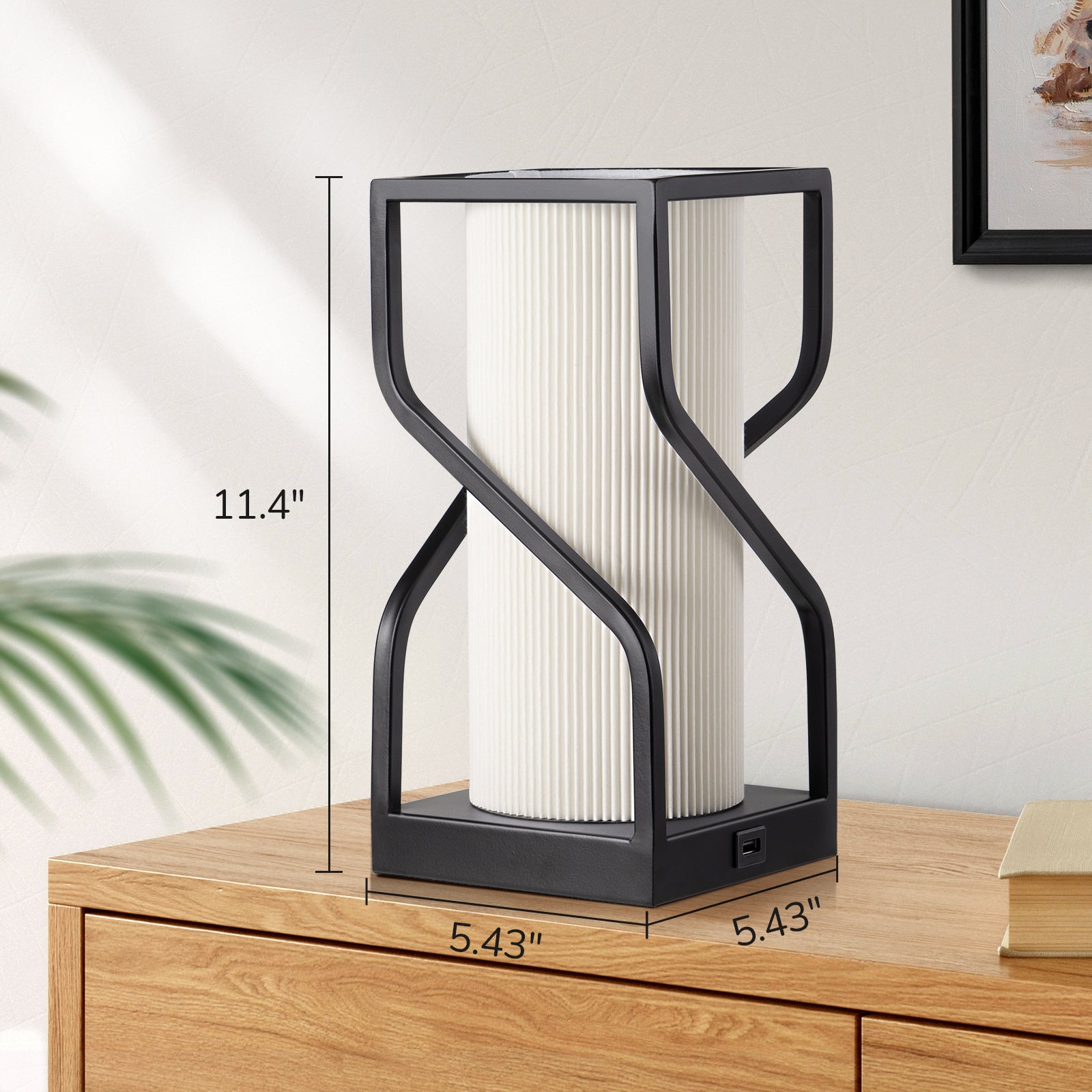 EDISHINE Metal USB Table Lamp, White Crease-HWTL12C