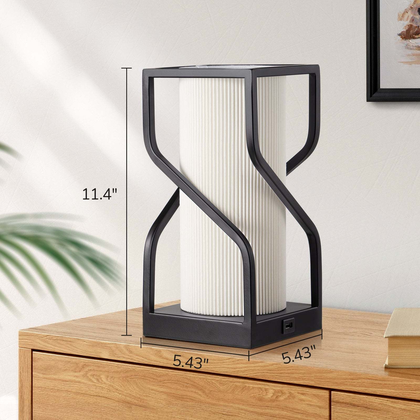 EDISHINE Metal USB Table Lamp, White Crease-HWTL12C