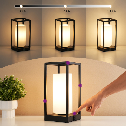 EDISHINE Dimmable Table Lamp With Touch Control And Usb Ports-HWTL12E