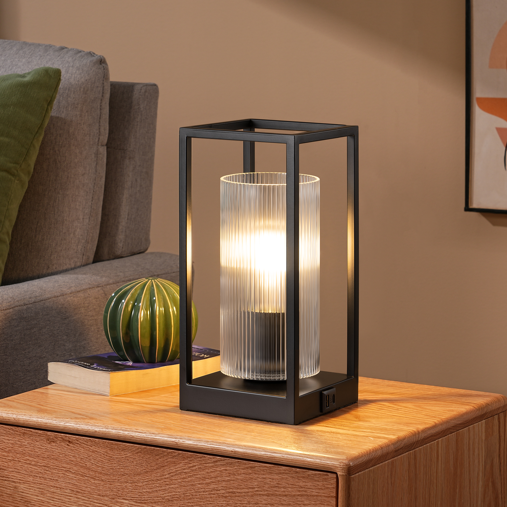 EDISHINE Dimmable Table Lamp With Touch Control And Usb Ports-HWTL12F