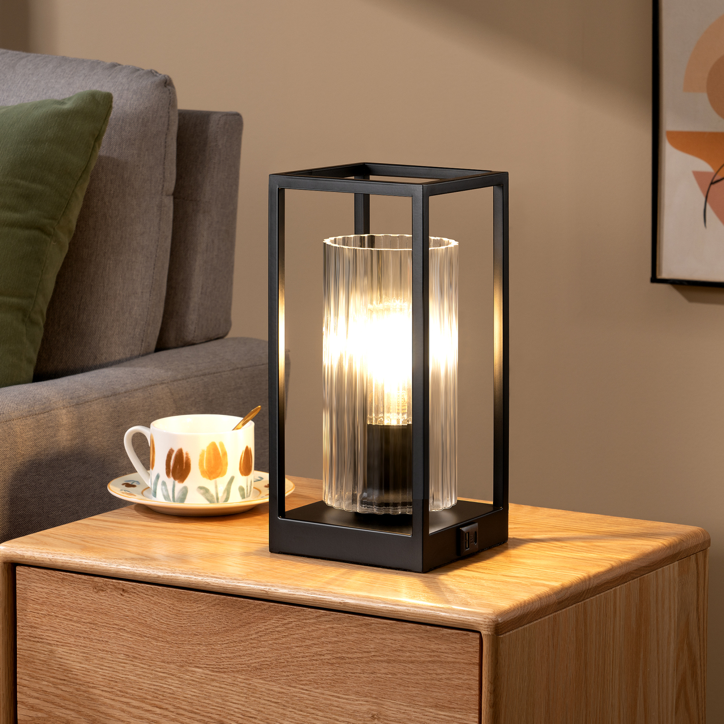 EDISHINE Dimmable Table Lamp With Touch Control And Usb Ports-HWTL12G