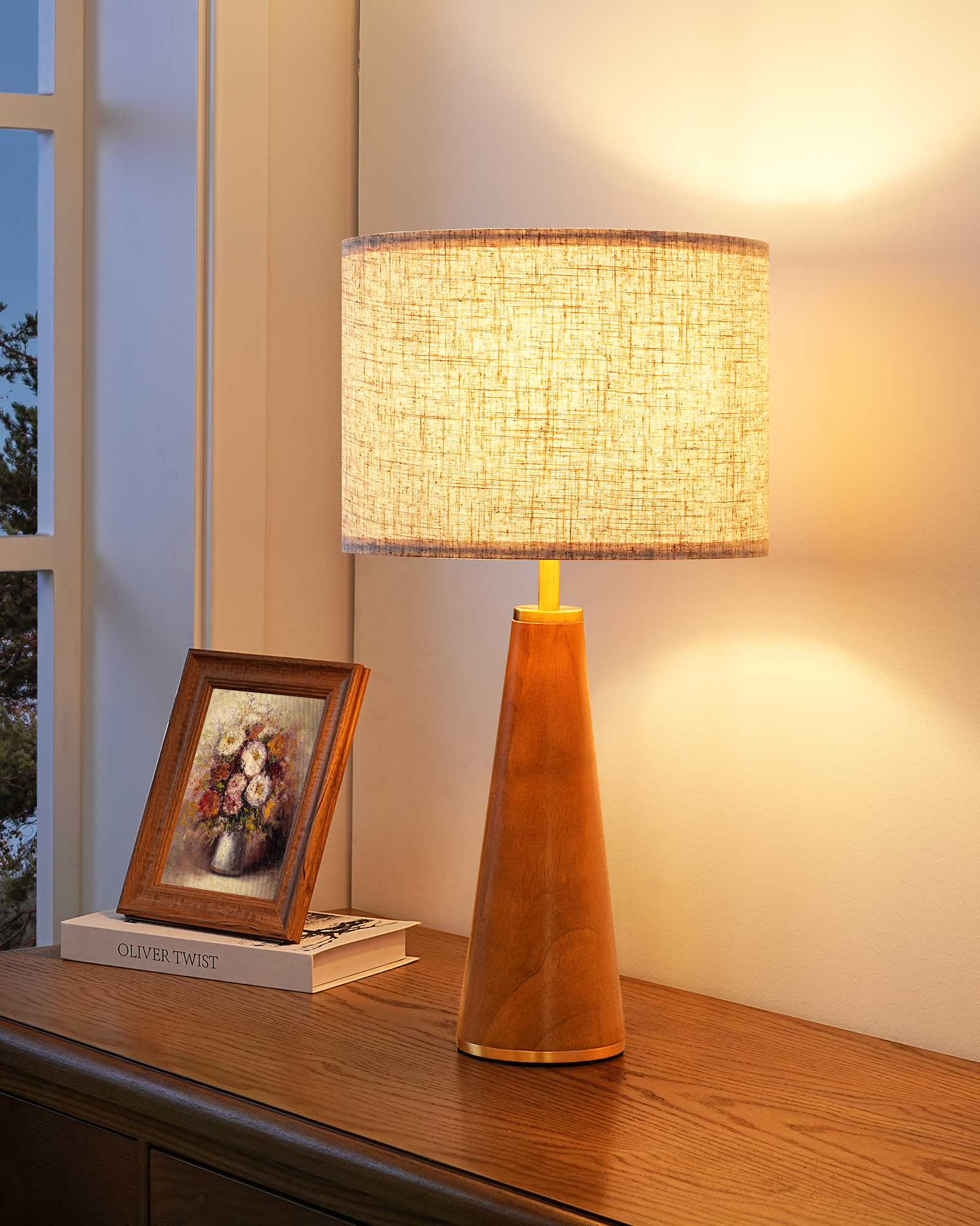EDISHINE Solid Wood Base Table Lamp-HWTL15A
