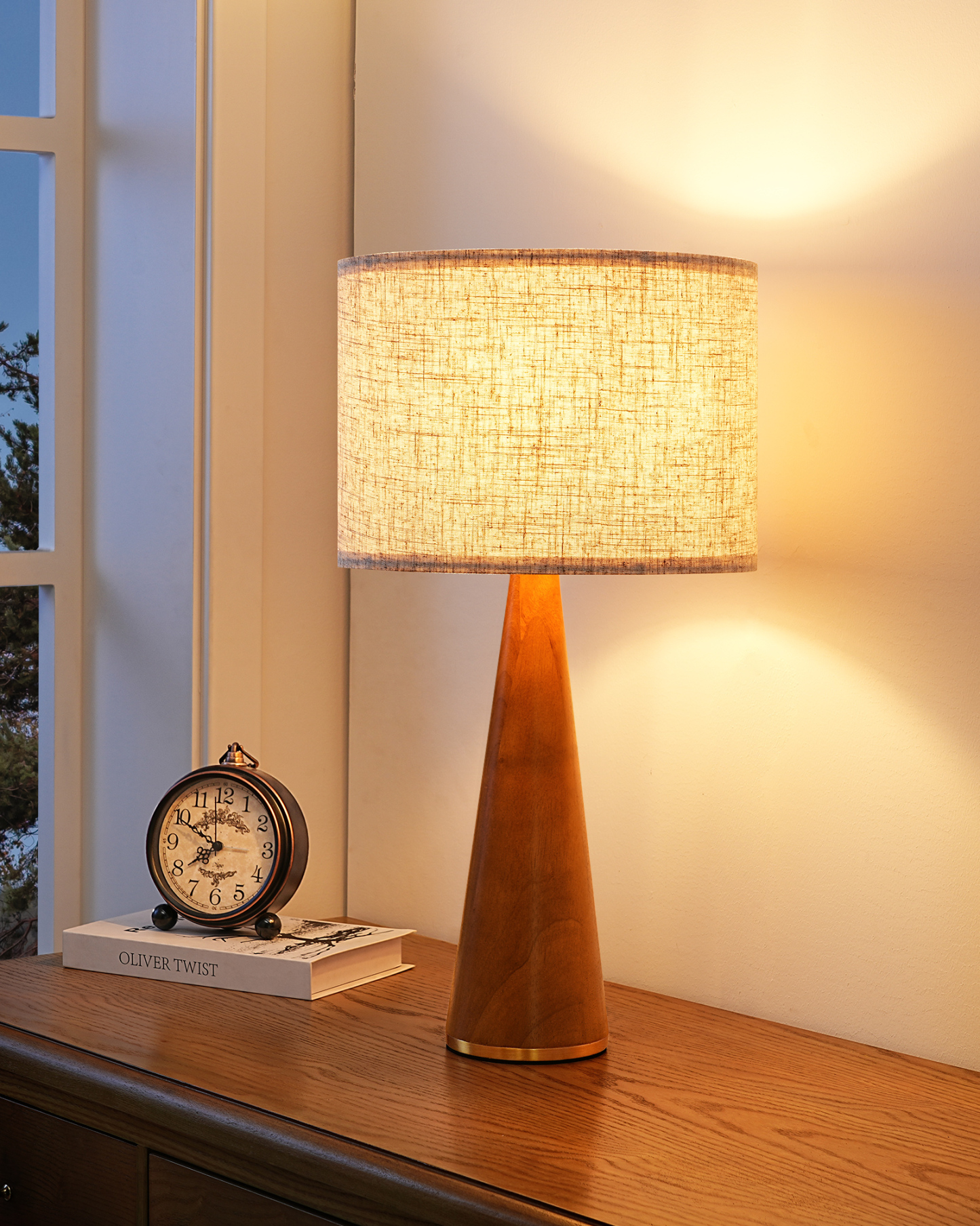 EDISHINE Solid Wood Base Table Lamp-HWTL15B