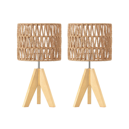 EDISHINE Solid Wood Tripod Table Lamp With Aurion Shade (Set of 2)-HWTL15C