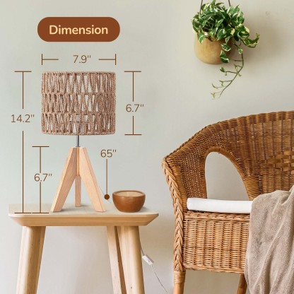 EDISHINE Solid Wood Tripod Table Lamp With Aurion Shade (Set of 2)-HWTL15C
